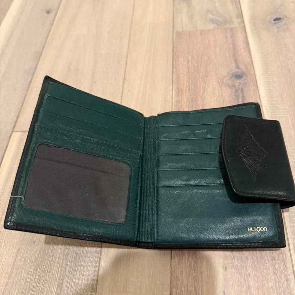Buxton black leather wallet with coin pocket